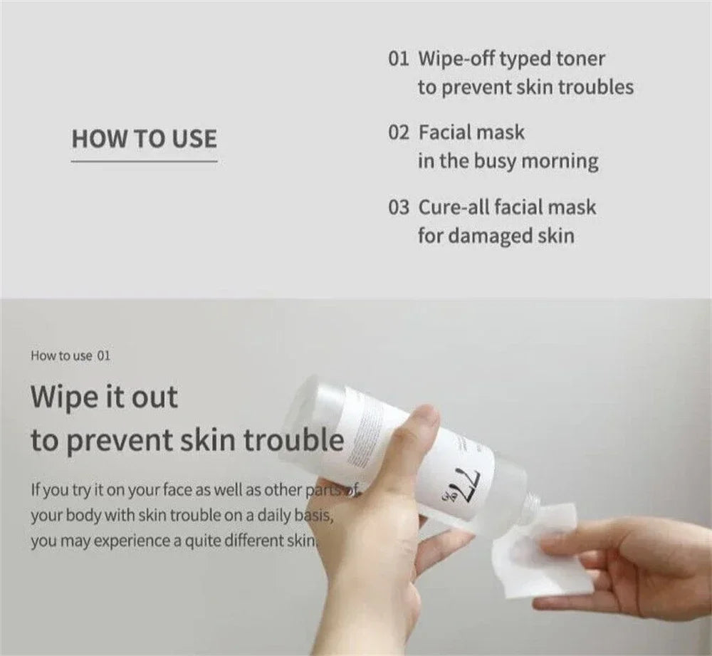 Hands demonstrating how to use Anua cleansing oil for sensitive skin with wipe-off toner to prevent skin troubles