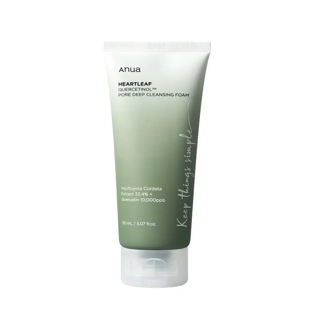 Anua cleansing oil for sensitive skin Heartleaf Quercetin pore deep cleansing foam in green tube