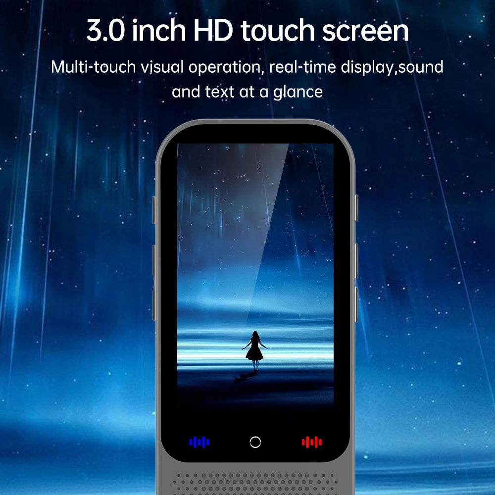 Pluxina portable language translator device with 3.0 inch HD touch screen and real-time display