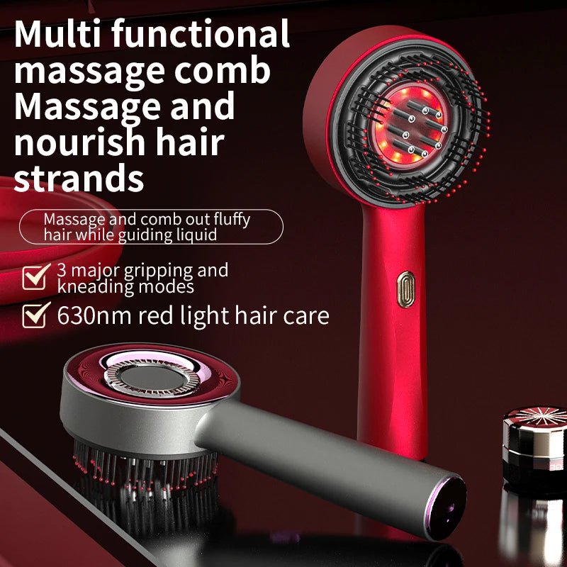 Pluxina red light therapy scalp massager with multifunctional massage comb and red light hair care